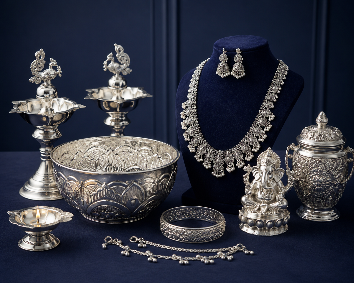 Manasa Jewellers silver jewellery collection